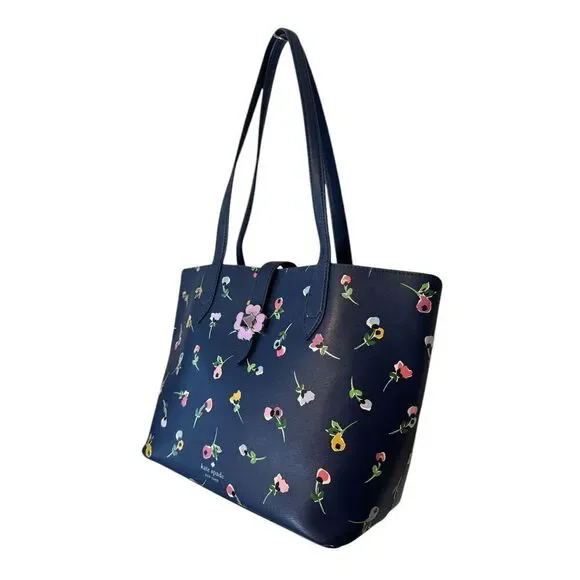 Kate Spade Kaci Navy/Purple Floral Ditsy Medium Tote Purse SOLD OUT! - Picture 3 of 9